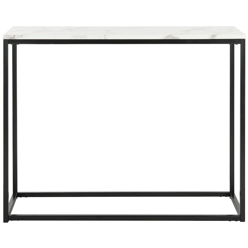 Grey Marble Top & Black Console Table, Parson's Style