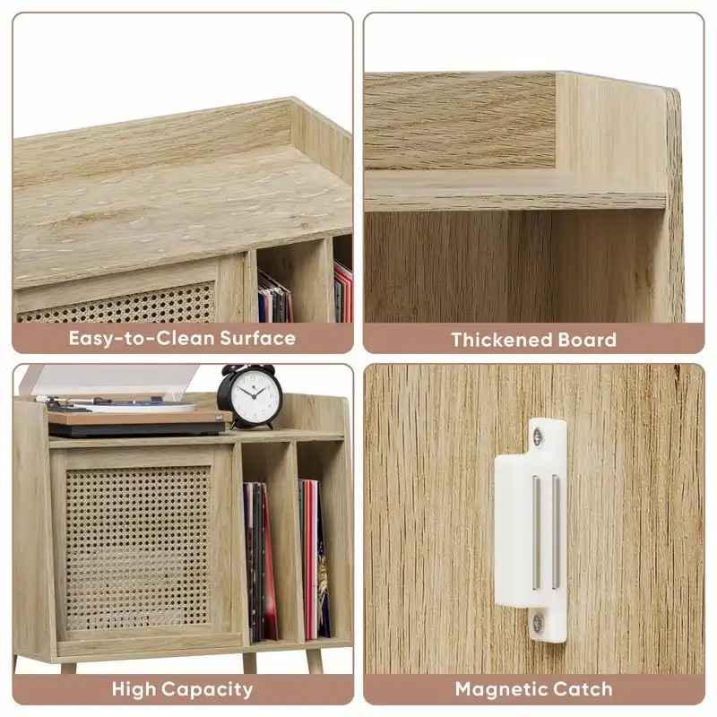 Large Record Player Stand - 15.74D x 25.98W x 25.19H