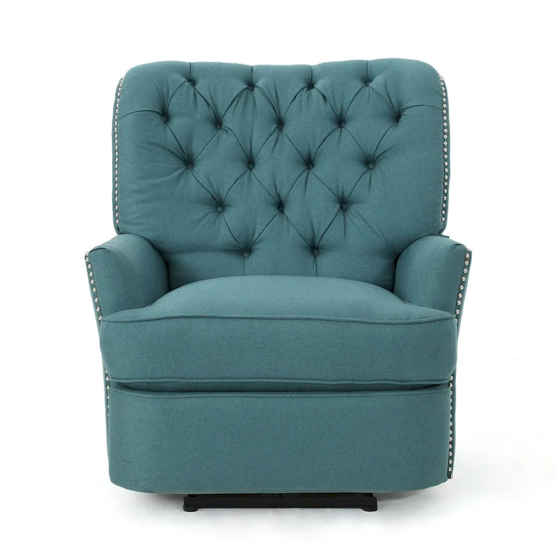 Roomfitters Electric Recliner with Copper Accents and Soft Upholstery, Comfortable Lounge Chair for Living Room, Teal