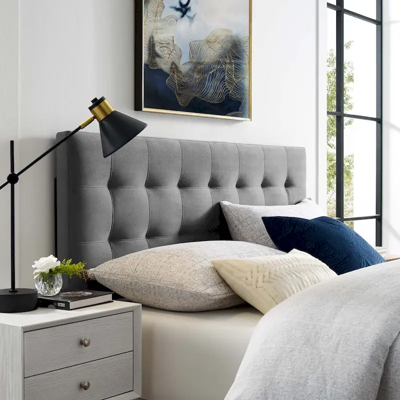 Queen-size Biscuit Tufted Velvet Headboard
