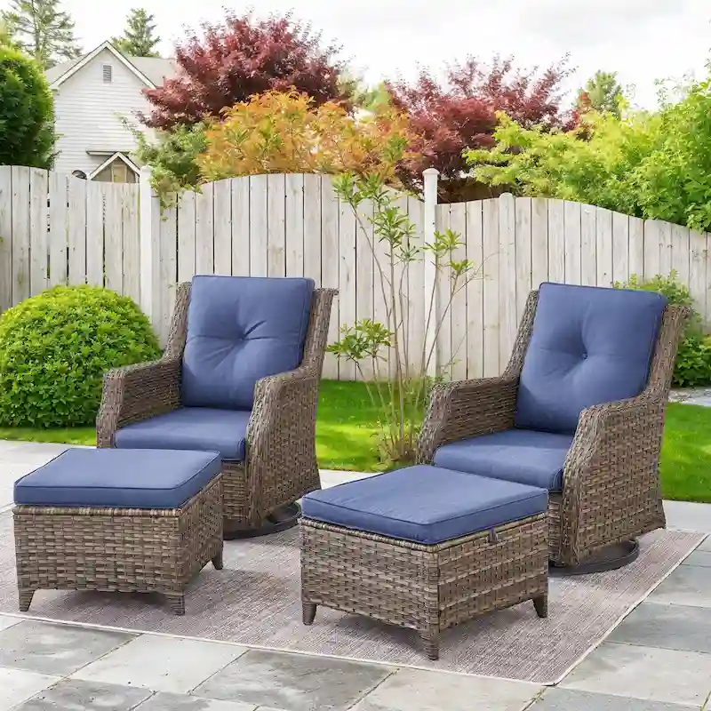 Gymojoy 4-Piece Patio Outdoor Bistro Rocking Chair Set - Grey