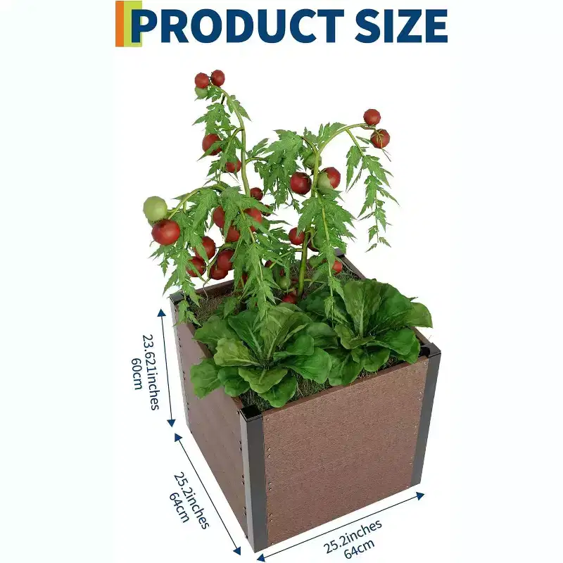 Elevated Garden Bed Planter Box,Durable Composite Material,Deep Root Design,Outdoor, Easy Assembly for Vegetables, Herbs, Flowers,25.2*25.2*23.6 in