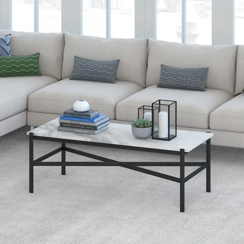 Silver Orchid Nestor Blackened Bronze Marble Coffee Table