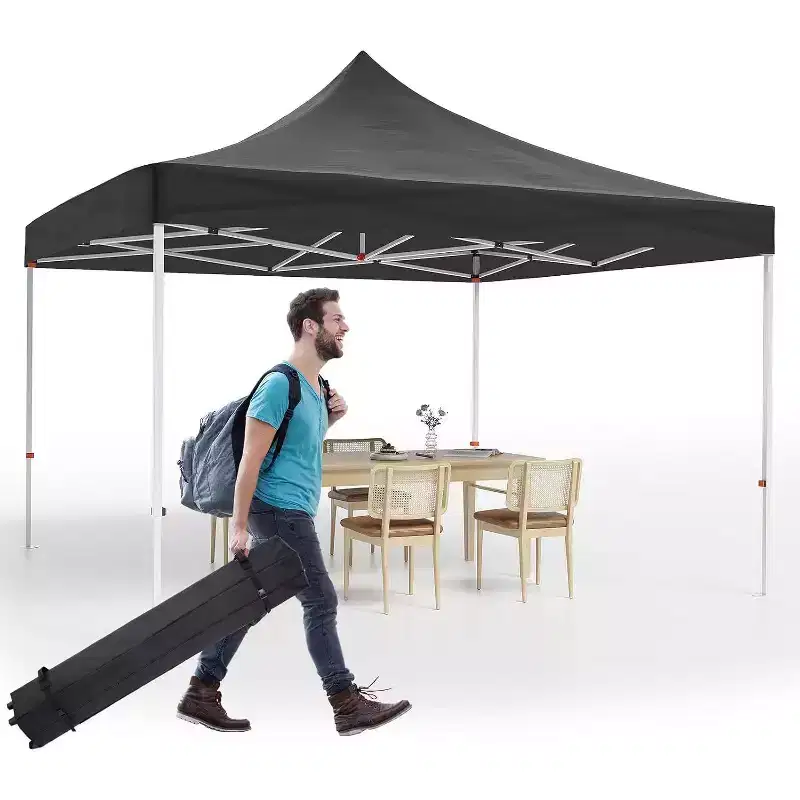 Acekool 10x10 Pop Up Canopy, Heavy Duty Waterproof Gazebo with Wheeled Bag, UV Resistant for Outdoor Events, Patio, Camping, Backyard, Black