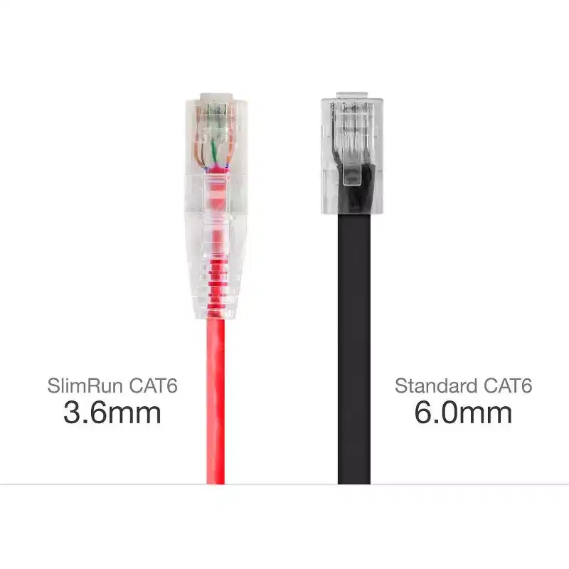 Monoprice Cat6 Ethernet Patch Cable - 7 feet - Red | Snagless RJ45 Stranded 550MHz UTP CMR Riser Rated Pure Bare Copper Wire 28AWG - SlimRun Series