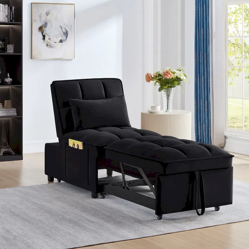 Convertible Recliners with Adjustable Backrest, Pillows and Pockets