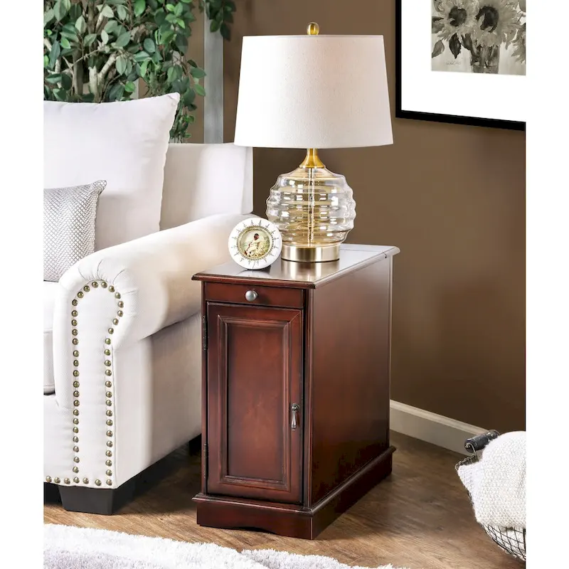 Terra Transitional 12-inch Wood Multi-storage Side Table by Furniture of America