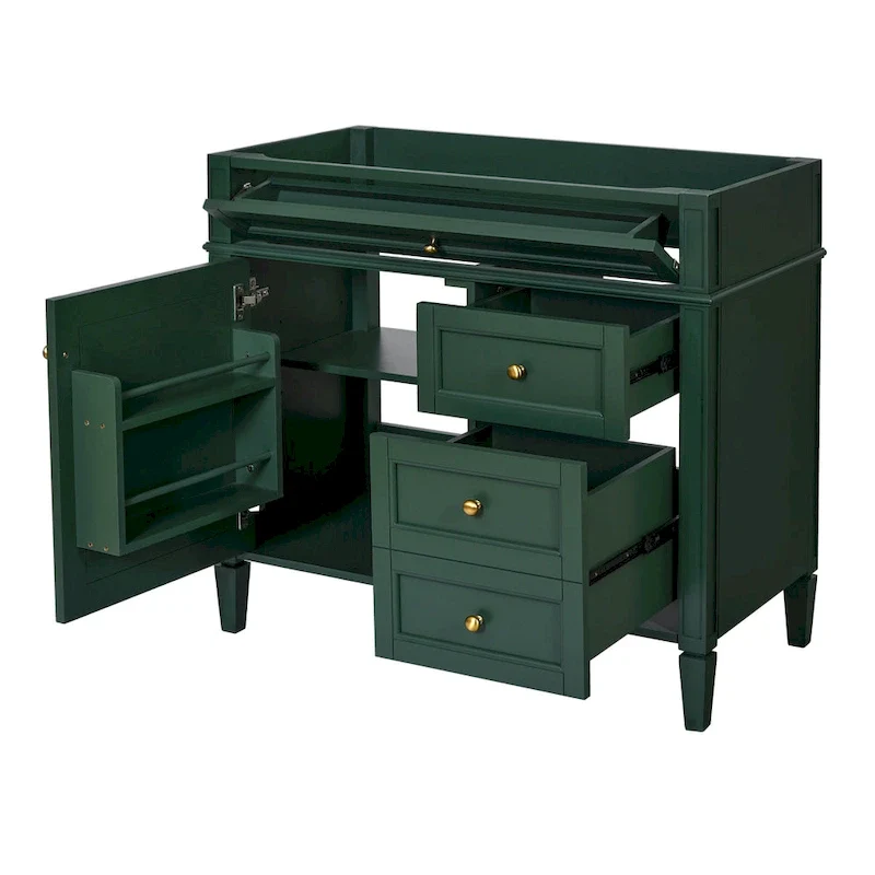 36 Bathroom Vanity without Top Sink, Modern Bathroom Storage Cabinet with 2 Drawers and a Tip-out Drawer, Solid Wood Frame