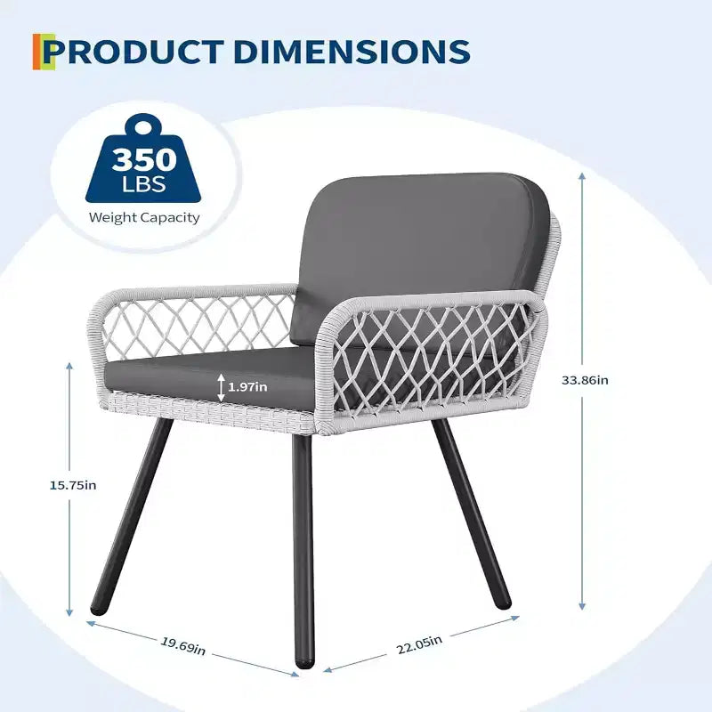 GustoWave 4-Piece Outdoor Dining Chair Set with Cushions for Indoor, Garden, Balcony, Deck, Backyard
