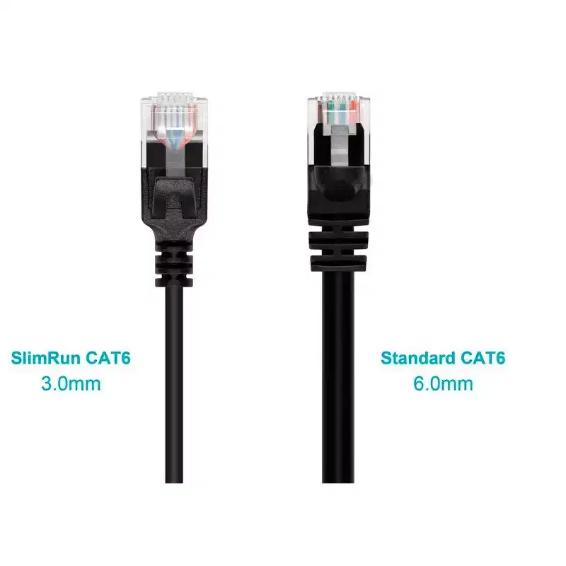 Monoprice Cat6 Ethernet Patch Cable - Ultra Slim, UTP, 30AWG Stranded Copper, Molded Boot, PVC Jacket, 50ft, Black