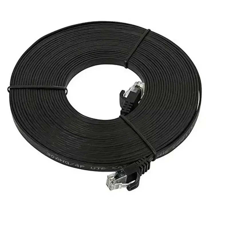 Monoprice Cat5e Ethernet Patch Cable - 25 Feet - Black | Network Internet Cord - RJ45, Flat,Stranded, 350Mhz, UTP, Pure Bare Copper Wire, 30AWG