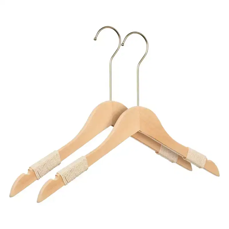 REGALWOVEN Wood Rope Space Saving Durable Materials Standard Hangers 2 Pcs