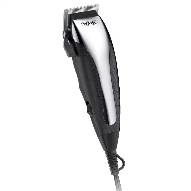 Wahl Chrome Cut Corded Electric Hair Clipper Kit with Self Sharpening Blades and 12 Haircutting Attachment Guards: Head, Neck Application