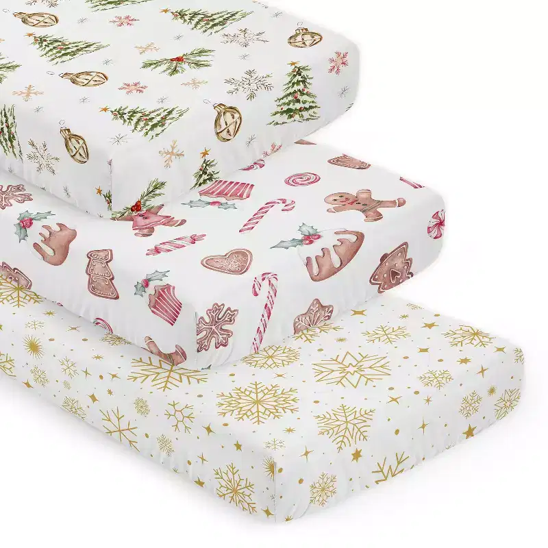 Sweet Jojo Designs Boy, Girl, Unisex/Gender Neutral Fitted Crib Sheets Christmas Holiday Multicolor 3pc