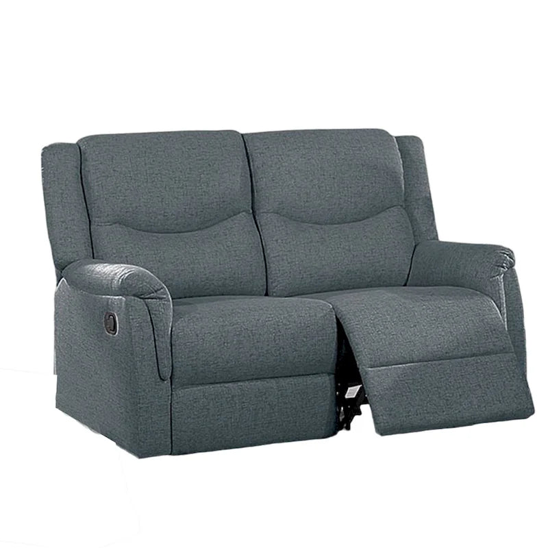 Ammy Manual Recliner Loveseat, 53in Solid Wood, Dark Gray Faux Burlap