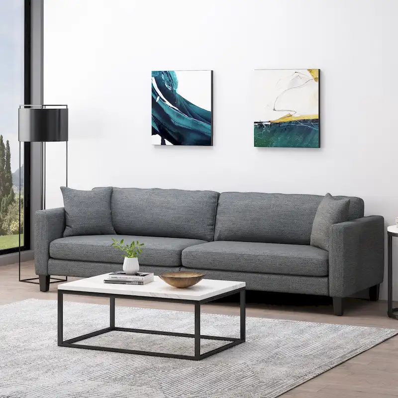 Clemons Contemporary Fabric 4-seater Sofa with Accent Pillows by Christopher Knight Home
