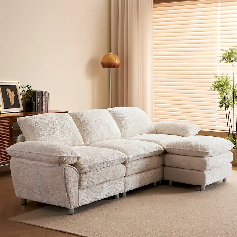 Modern dark three-seater sofa, polyester sofa sleeper, comfortable upholstered furniture for living room, apartment