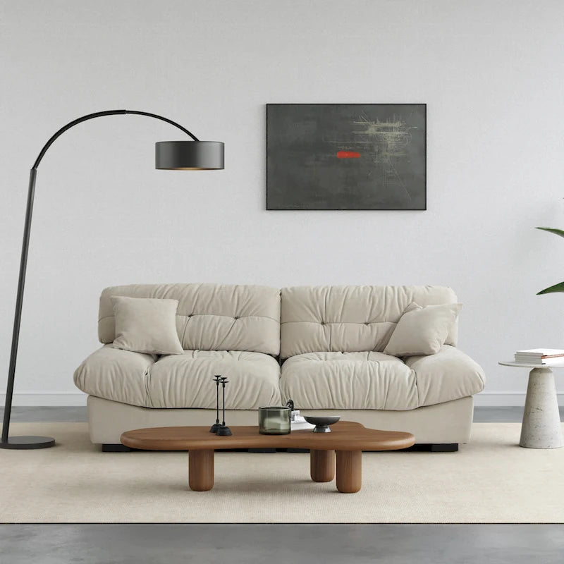 89 Modern Section Sofa with Arms Velvet Fabric Sofa For Living Room