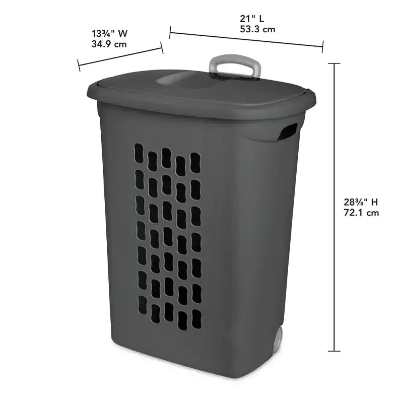 Sterilite Ultra Wheeled Hamper, Laundry Basket w/Lid & Handle, Flat Grey, 3 Pack