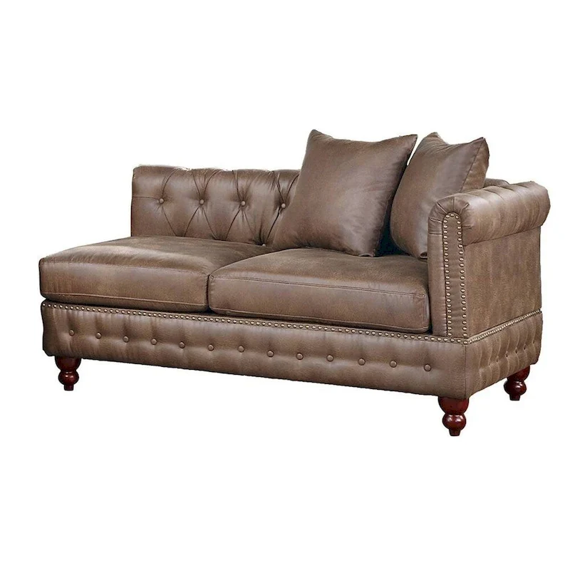 Reversible One Arm Loveseat Dark Coffee Breathable Leatherette Tufted 1Pc Couch Living Room Furniture