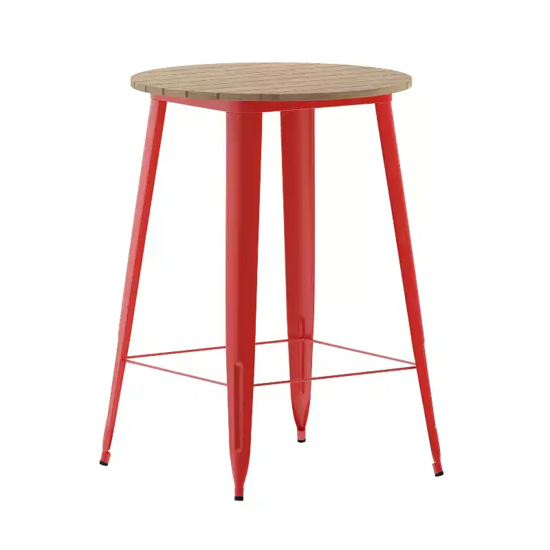 Flash Furniture Declan Commercial Indoor/Outdoor Bar Top Table, 30 Round All Weather Poly Resin Top with Steel base