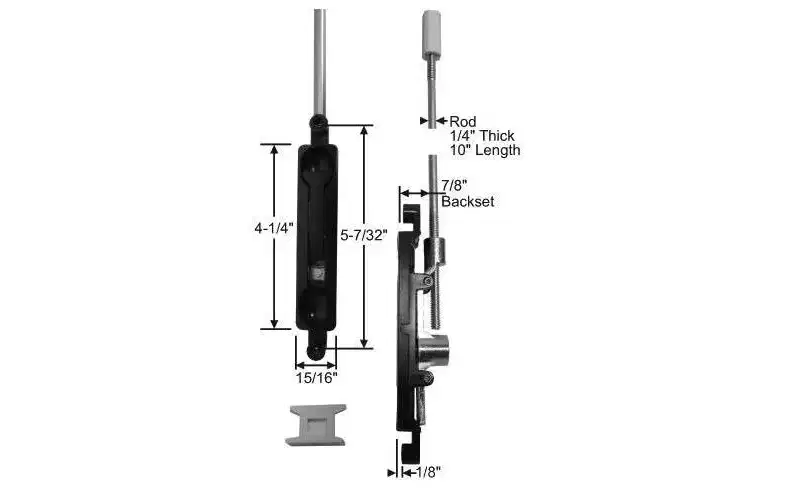 Brixwell Mortise Flush Bolt, 10 Rod, 3/4 Backset, 7/8 Throw, 5-7/32 Hole Center, Square Nylon Tip Steel Bronze Finish