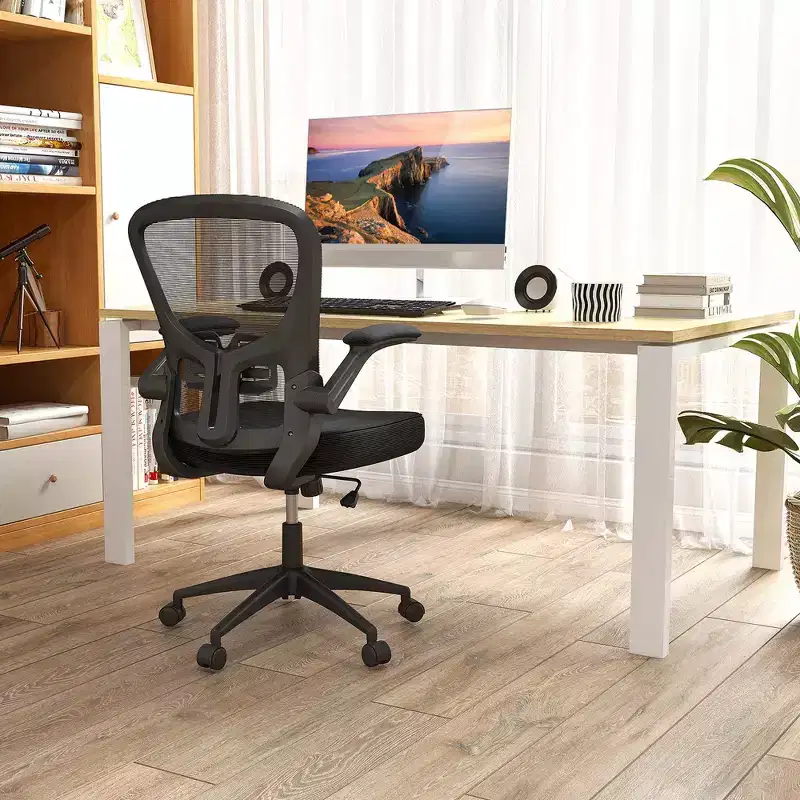 Costway Ergonomic Office Chair with Flip-Up Armrests Rocking Backrest Computer Desk Chair