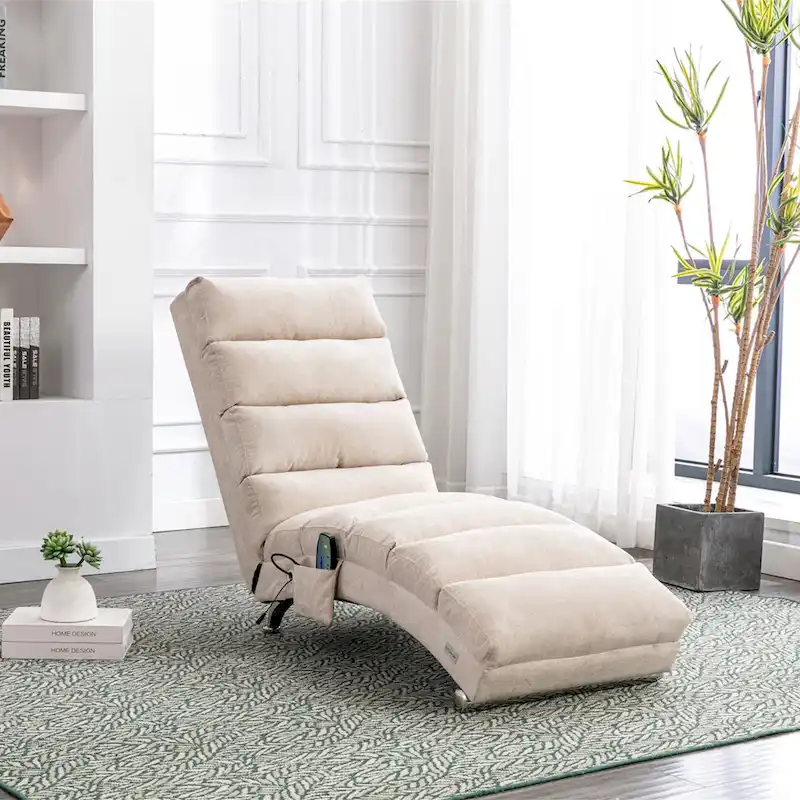 Modern Tufted Oversized Chaise Lounge Massage Chair For Living Room, Bedroom