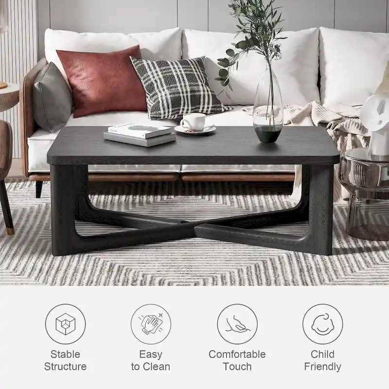Rectangle Solid Wood Oak Coffee Table End Table