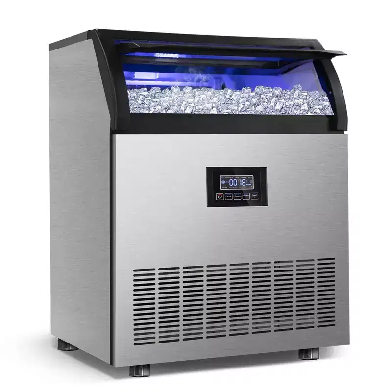 Denjol 24.4 in. Commercial Ice Maker 360 lb./24 H Stainless Steel Freestanding Ice Maker Machine with Full Cube Production