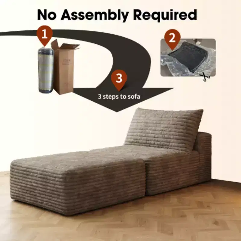 66.9Sofa Bed, Convertible Sleeper Chair with Pillow,Back Support (Plush Corduroy Fabric)