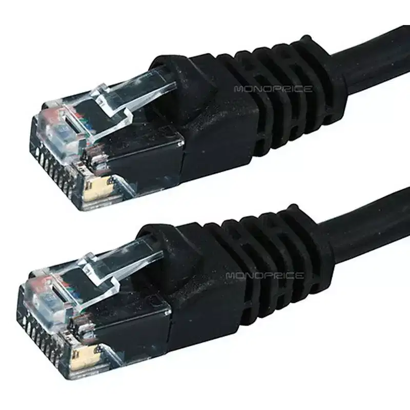 Monoprice Cat5e Ethernet Patch Cable - 1 Feet - Black | Network Internet Cord - RJ45, Stranded, 350Mhz, UTP, Pure Bare Copper Wire, 24AWG