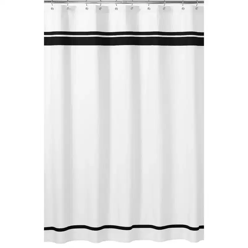 Sweet Jojo Designs Shower Curtain 72in.x72in. Hotel White and Black