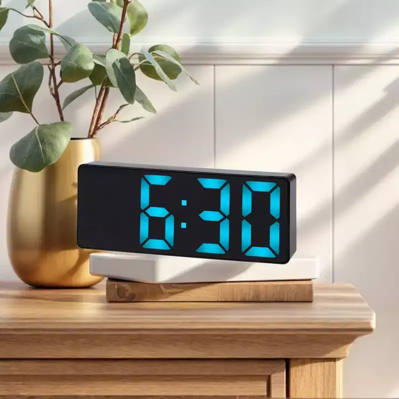 REGALWOVEN 2 Pcs Small Digital Corded Dimmable Electric Alarm Clock 6.3 x 2.4 x 1 Inches
