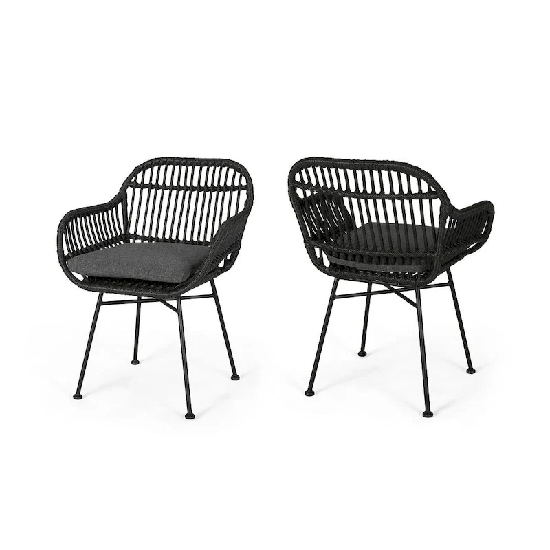 Outdoor Patio Rattan Chairs Set of 2 by Christopher Knight Home