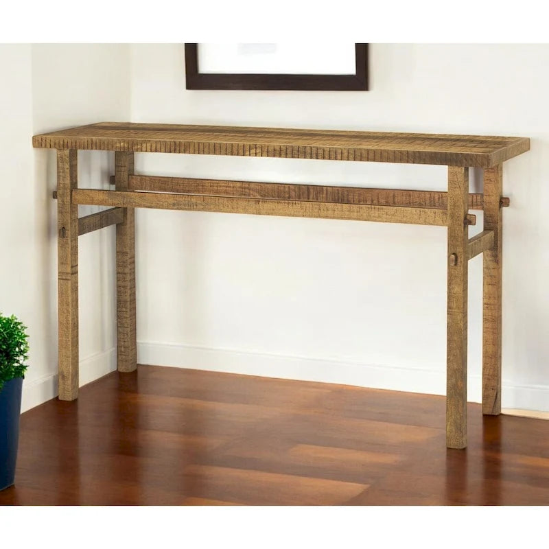 HomeRoots 54 Brown Solid Wood Distressed Console Table - 54' X '30' X '16