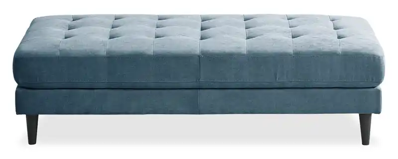 63 Fabric Ottoman with Tufted Cushion - Denim Blue