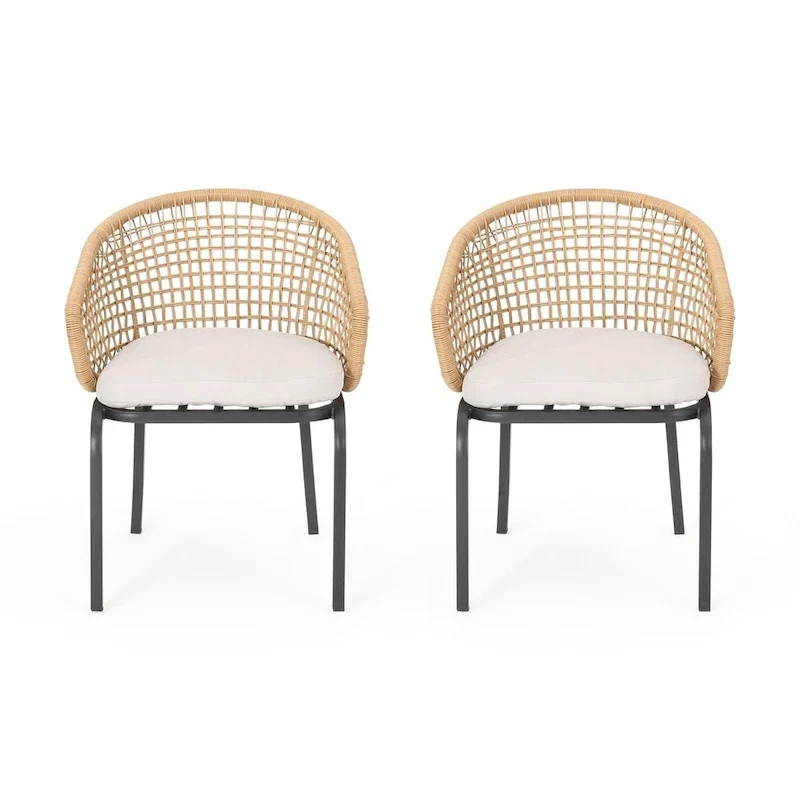 Arias Outdoor Wicker Club Chair with Cushion (Set of 2) by Christopher Knight Home