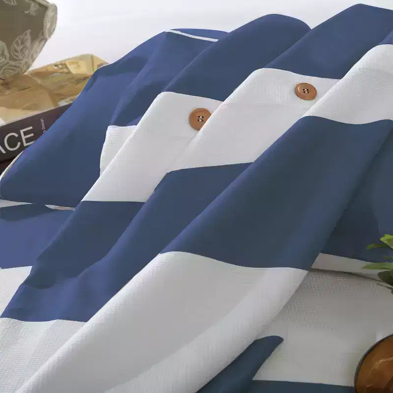 Modern Embroidered Stripe Cotton Duvet Cover and Pillow Sham Set - Blue Nile Mills