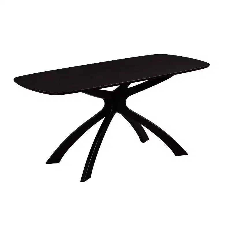 63" Rectangle Dining Table Black, Eco-Friendly Rubberwood with X-Trestle Legs