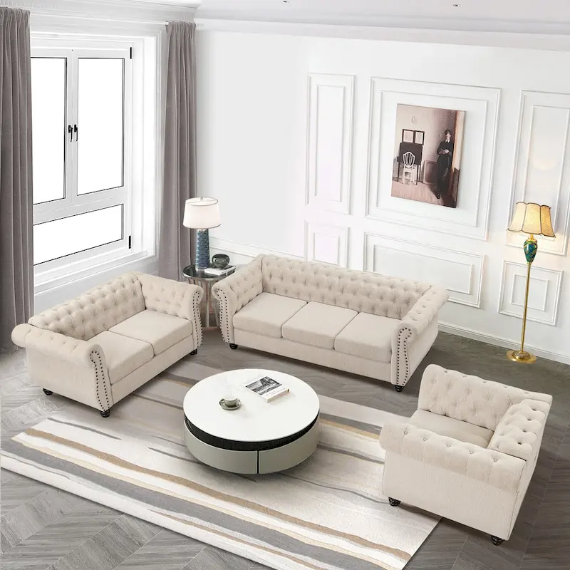 Morden Fort Chair Lovaseat Sofa Set, 3PCS Furniture Set for Living Room