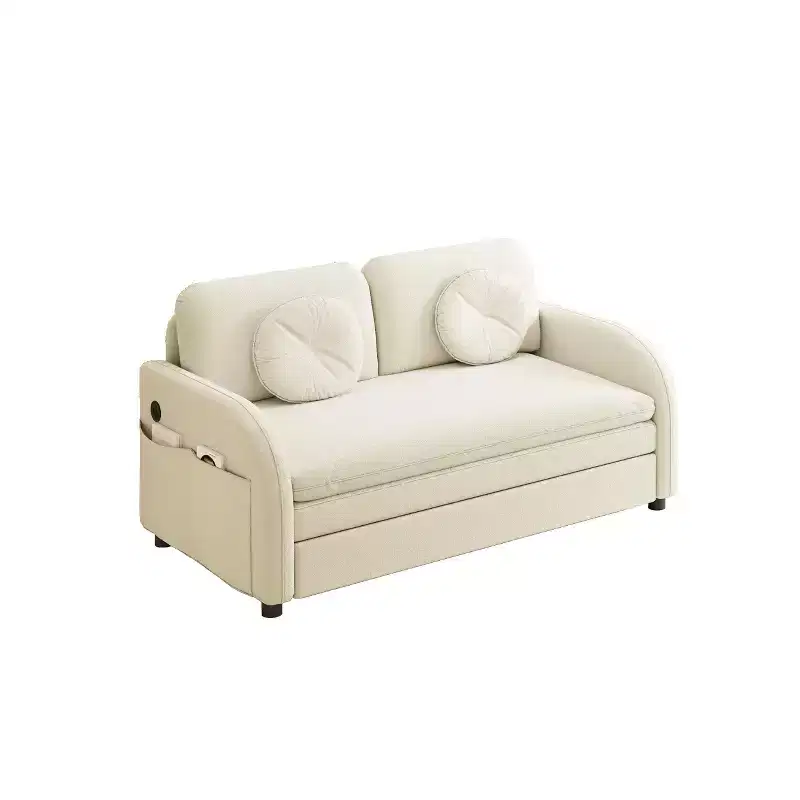 Homy Casa 2-Seat Convertible Sleeper Sofa Bed, Upholstered Pull-Out Loveseat with USB Ports & Side Pockets