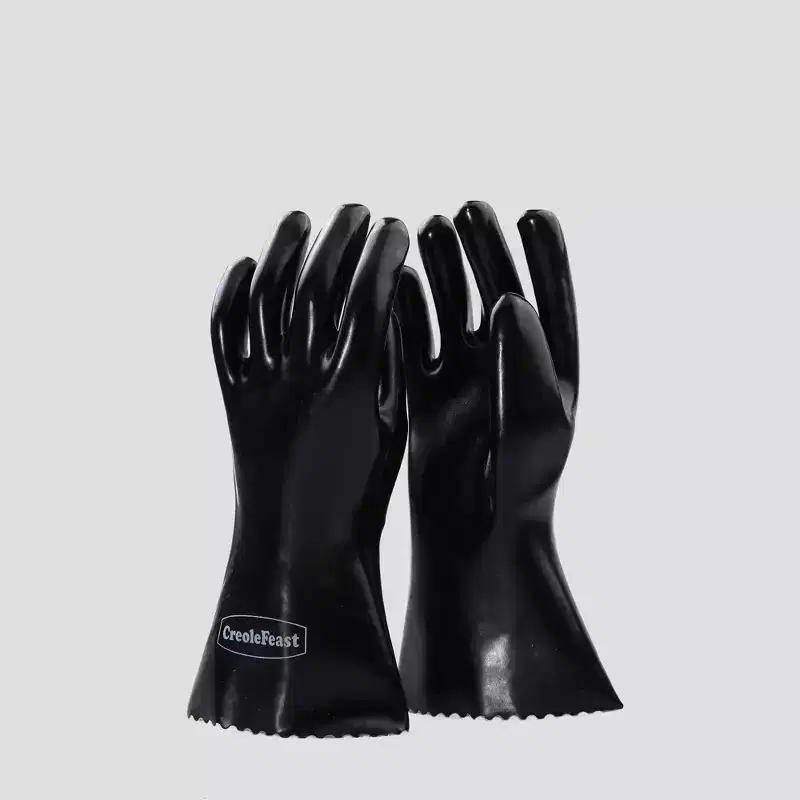 Creole Feast Heavy-Duty Insulated High Heat-Resistant Water-proof Oven Gloves Black: BBQ & Grill Safe, Cotton Crafted