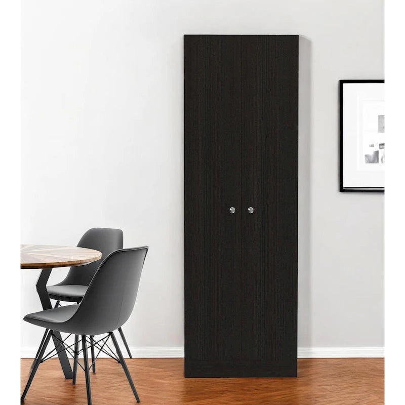 Black Tall Narrow Pantry Storage Cabinet for 1 Person, 71H
