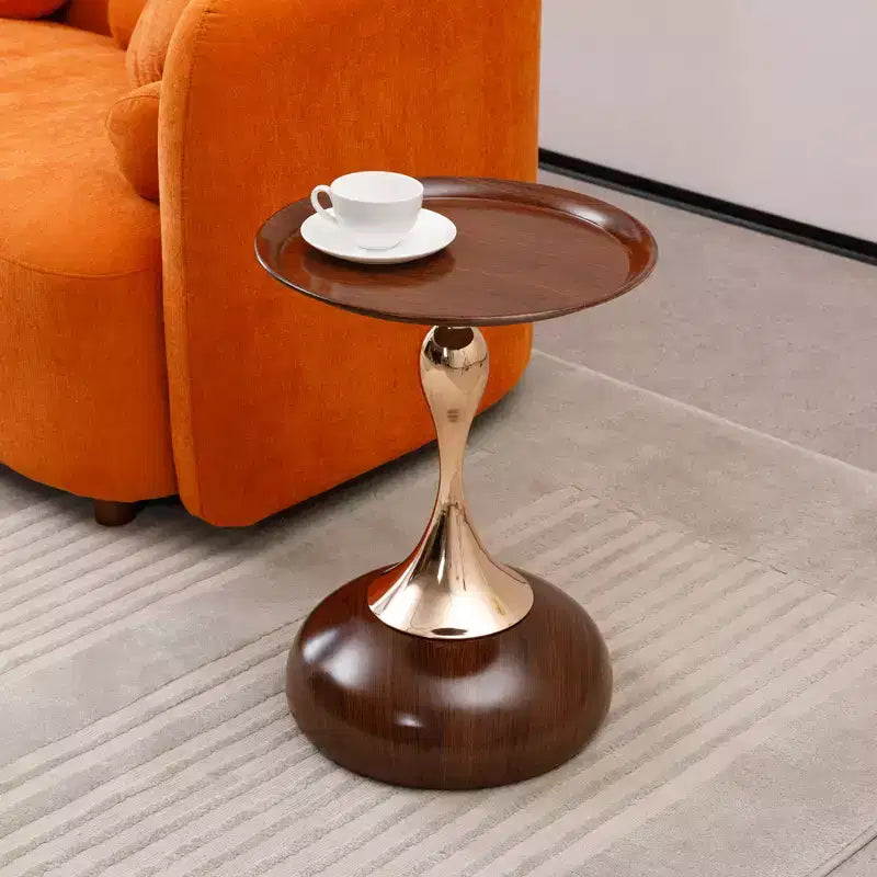 Mermaid Tail Round Metal Coffee Table Small Modern Pedestal Accent Martini Drink Decor