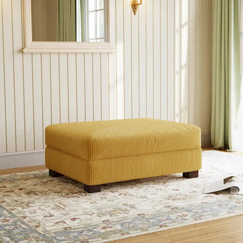 Modern Corduroy Fabric Oversized Accent Ottoman