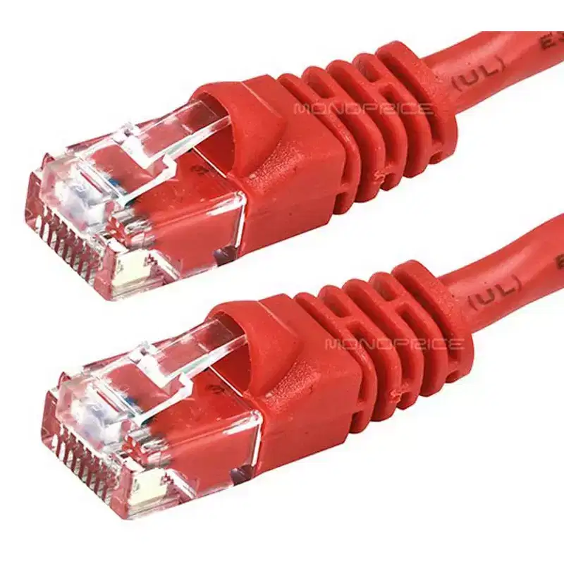 Monoprice Cat6 Ethernet Patch Cable - 5 Feet - Red | Network Internet Cord - RJ45, Stranded, 550Mhz, UTP, Pure Bare Copper Wire, 24AWG