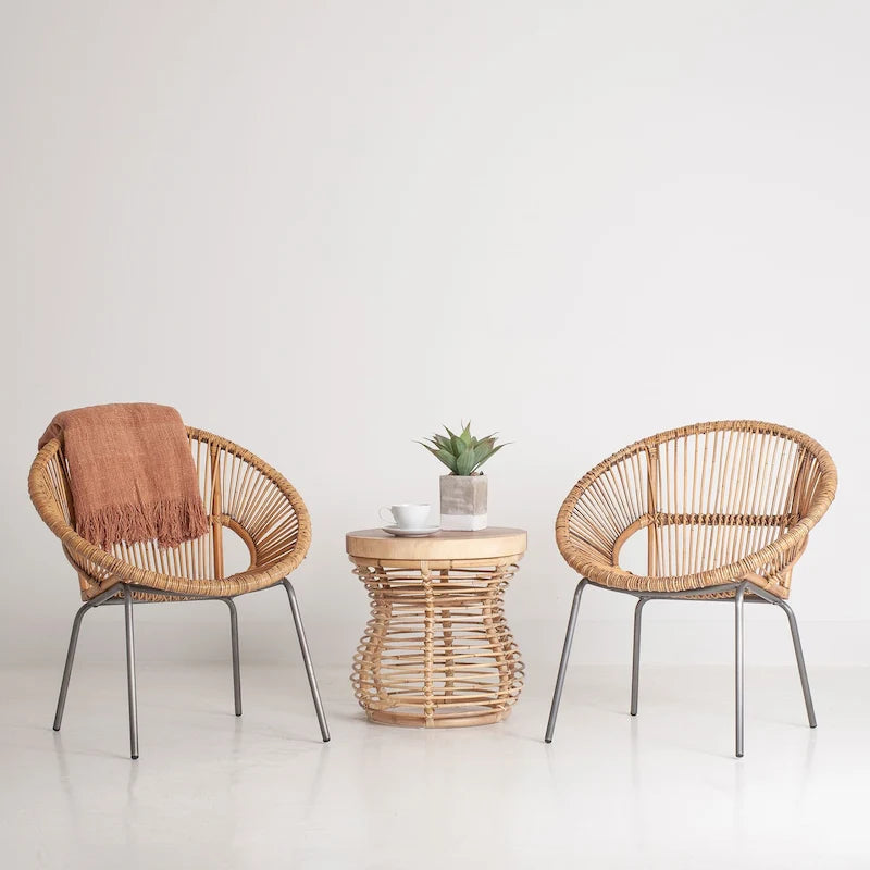 Natural Rattan Handwoven Papasan Accent Chair by East at Main