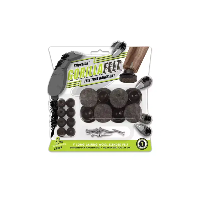 Slipstick - GorillaFelt - Screw-On - Felt - Chair Glide Set - Brown