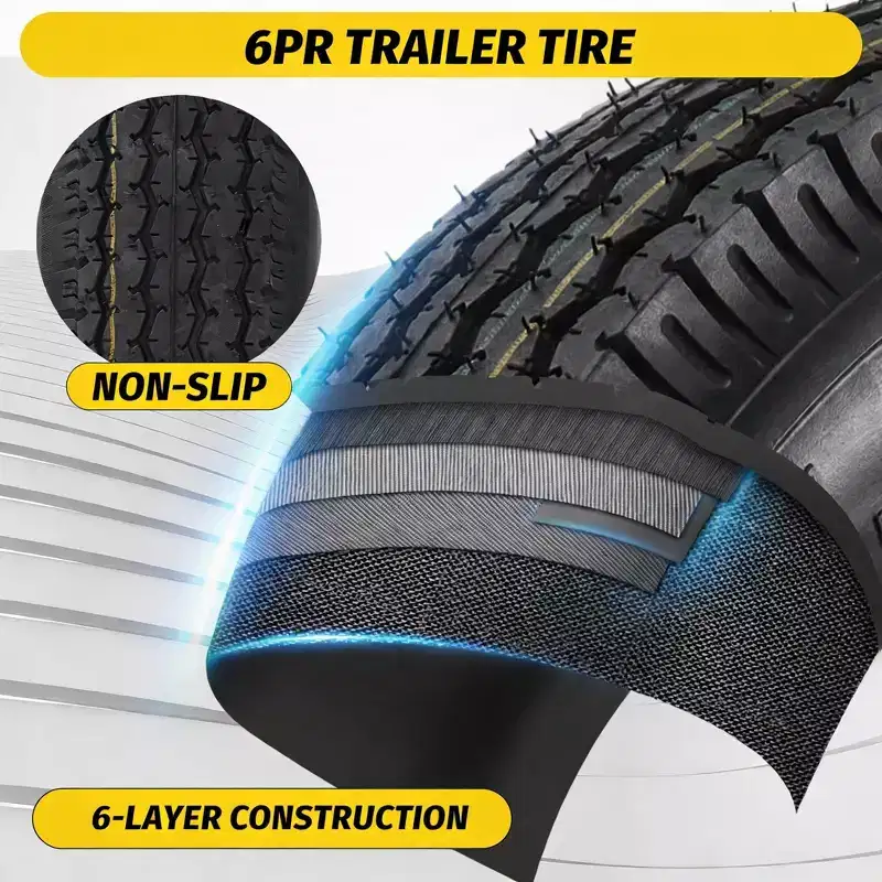 Trailer Tires, Heavy Duty Trailer Tires  4PCS 5.30-12 6PR 12 Steel Rims 5 Lug 4.5 1050LBS M Speed Rating for Utility Boat Mower